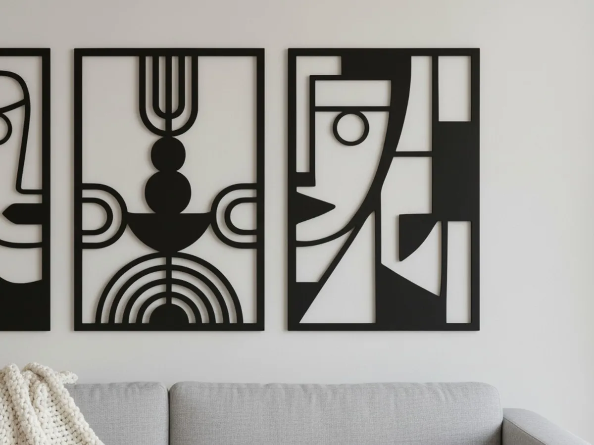 Abstract Face Panels Wall Art, Set of 3