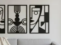 Abstract Face Panels Wall Art, Set of 3