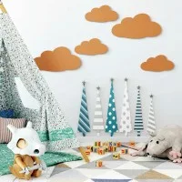 Wanddeko Wolken-Set (5-teilig) – Birken-Sperrholz