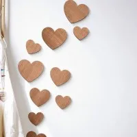 Birch Plywood Wood Wall Decoration - Hearts (10 pieces)
