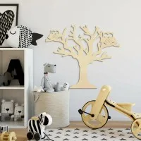 Déco murale en contreplaqué – Arbre aux deux chouettes