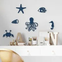 Wooden Marine Animal Decor (6 pieces) - Birch Plywood - 50x30 cm