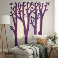 Plywood Wall Decor – Birch Forest with Birds, 120×140 cm