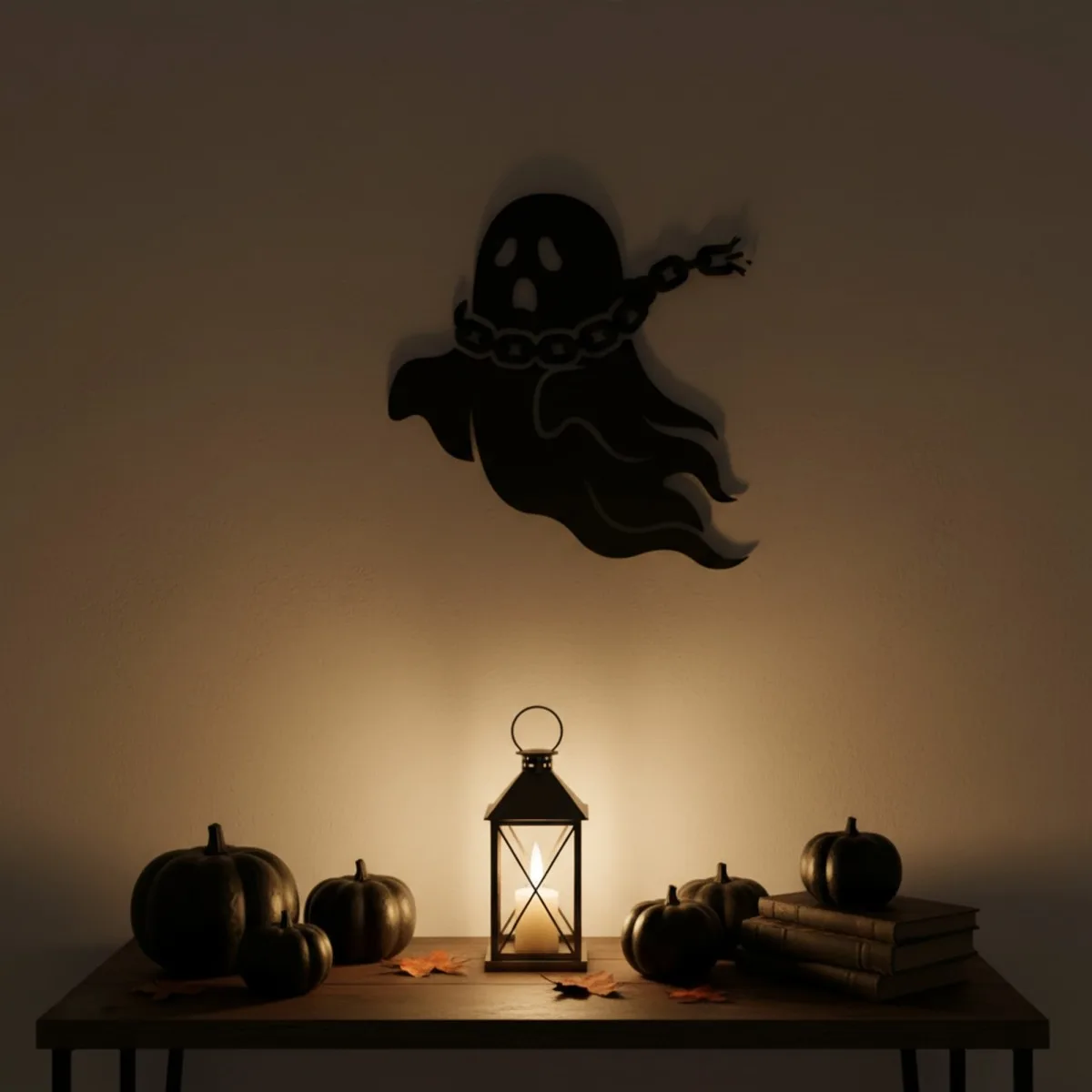 Geist in Kette Wandbild – Halloween-Geist mit zerbrochener Kette – Birken-Sperrholz