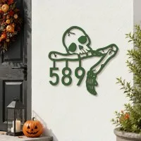 Halloween Skeleton House Number Sign – Custom Address Numbers, Skull & Bone