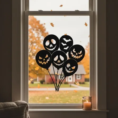 Halloween Luftballons Wanddekoration – Gruselige Ballons Silhouette – Birken-Sperrholz