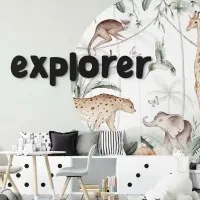 Houten woord „Explorer” van berkenmultiplex – decoratieve letters