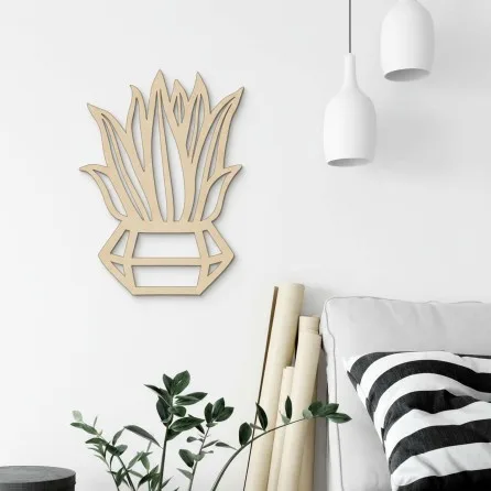 Diamond Potted Plant Wall Decor – Laser-Cut Birch Plywood