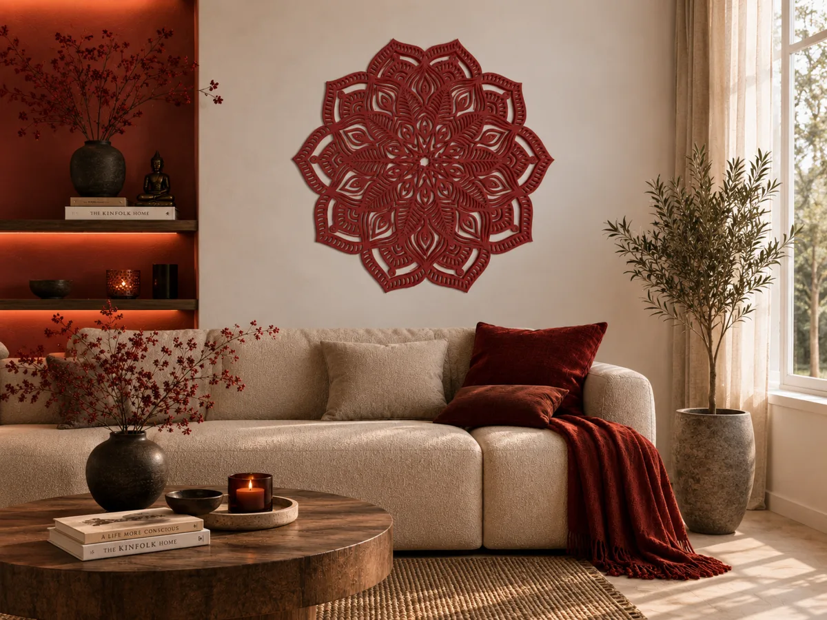 Carved plywood mandala