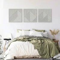 Mountain Wall Art Set, 3 Panels – Laser-Cut Birch Plywood, 64x20 cm