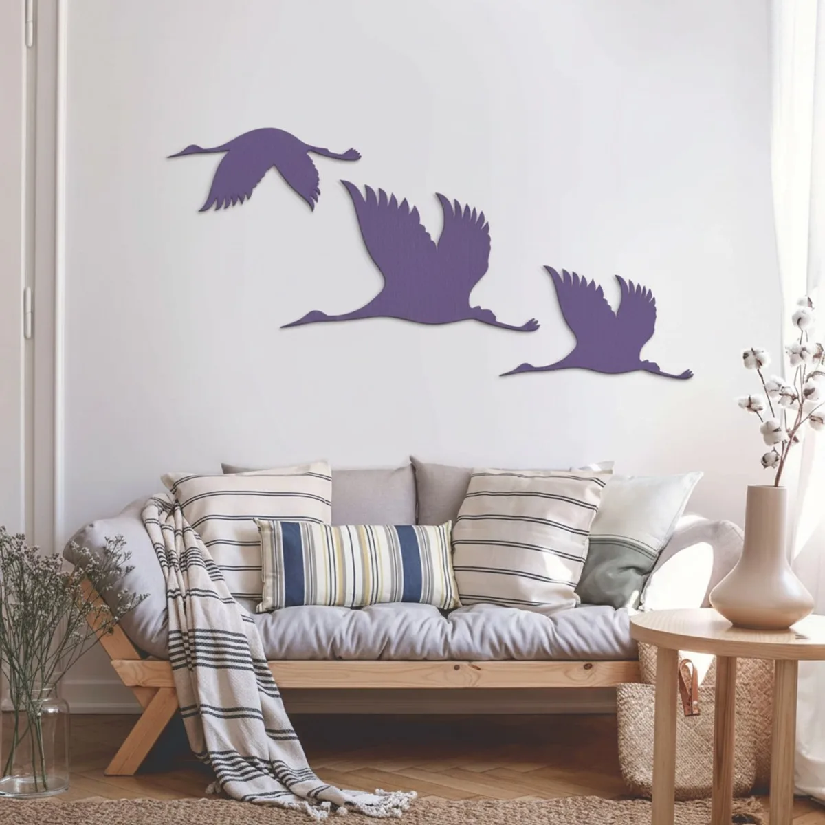Flight of Cranes Wall Decor Set of 3 – Birch Plywood