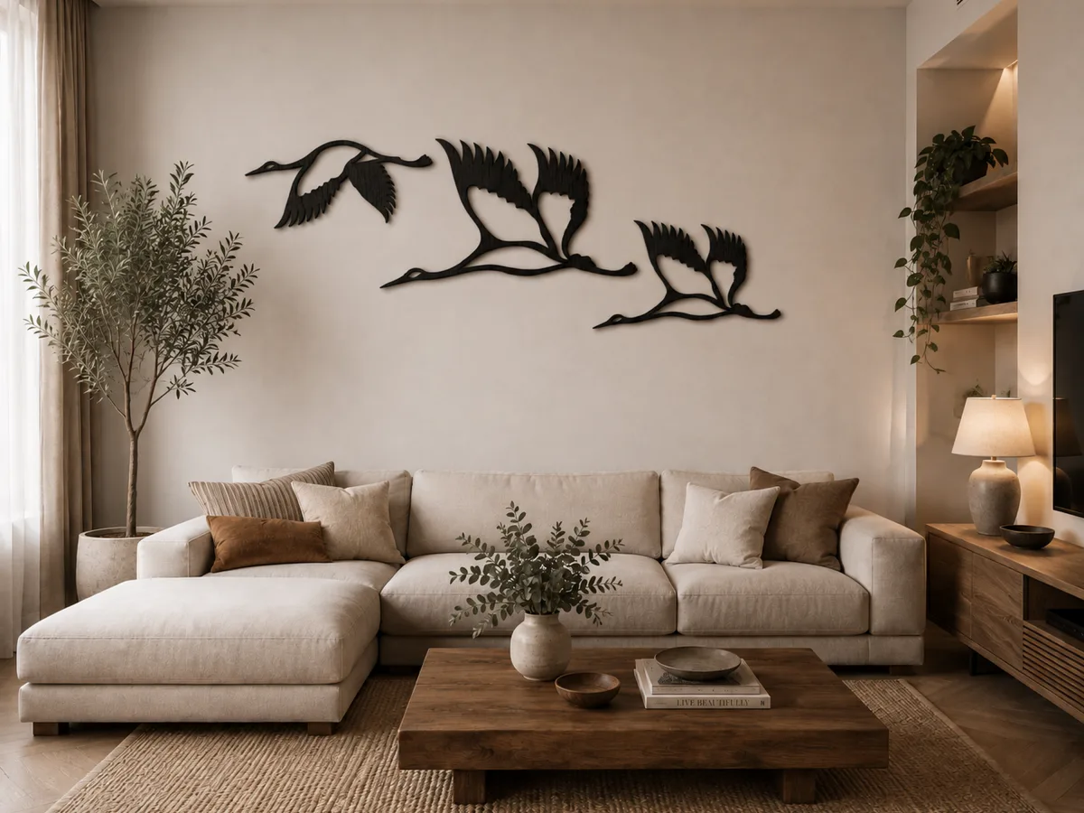 Wooden Wall Panel Flying Cranes