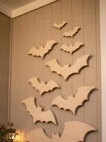 Halloween Bats Wall Decor Set – 10 Plywood Bats 15–60 cm