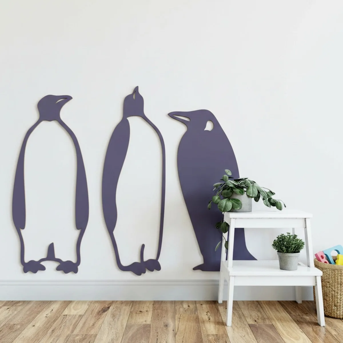 Houten decoratie - Pinguïn (3 stuks) - Berken multiplex
