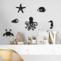 Wooden Marine Animal Decor (6 pieces) - Birch Plywood - 50x30 cm