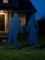 Couple de zombies Halloween pour jardin – Ensemble de 2 silhouettes en bois