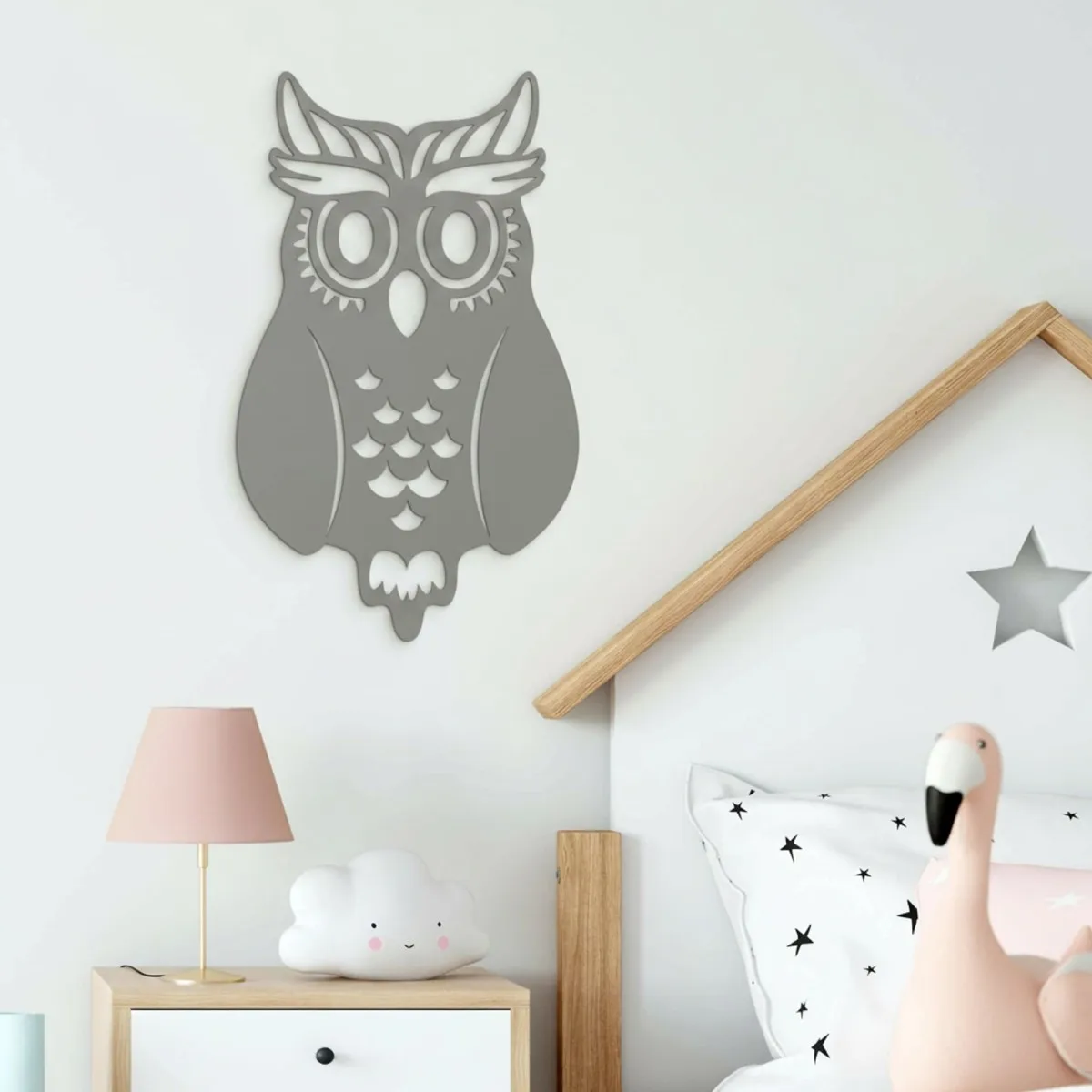 Décoration murale chouette en contreplaqué de bouleau – découpe ajourée