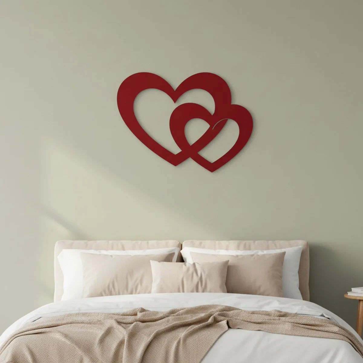 Houten decoratie - Twee harten