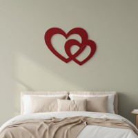 Houten decoratie - Twee harten