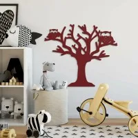 Déco murale en contreplaqué – Arbre aux deux chouettes