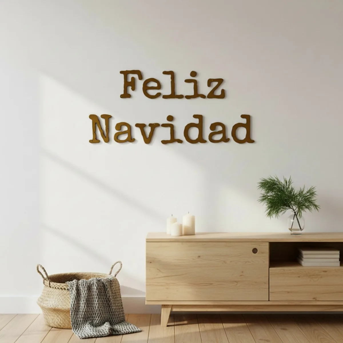 Feliz Navidad – Typemachine letters van berkenmultiplex (2 stukken)