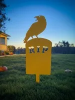 Halloween raaf grafsteen tuinsteker – RIP silhouet met raaf