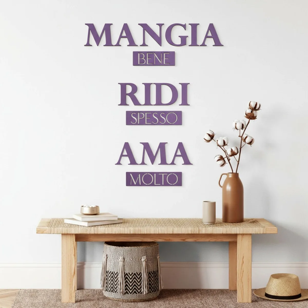 Multiplex wanddecoratie – Mangia bene, Ridi spesso, Ama molto