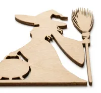 Wooden Witch Silhouette with Broom