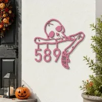 Halloween Skeleton House Number Sign – Custom Address Numbers, Skull & Bone