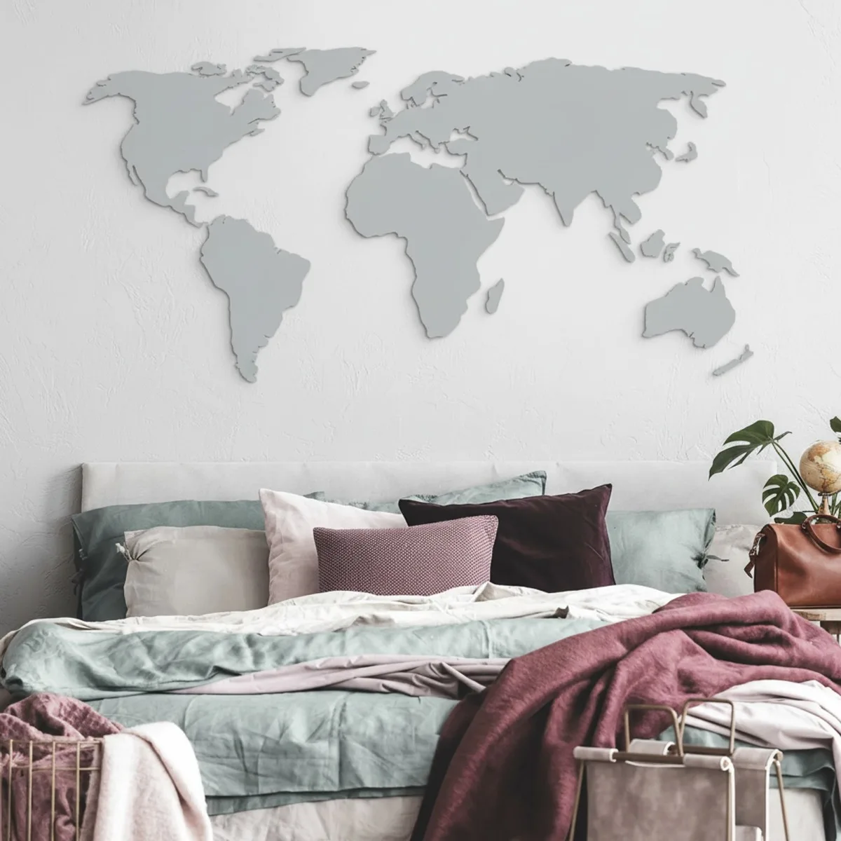 Plywood World Map Wall Decor