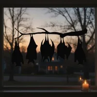 Bats on Branch Wall Art – Halloween Bat Colony Silhouette – Birch Plywood