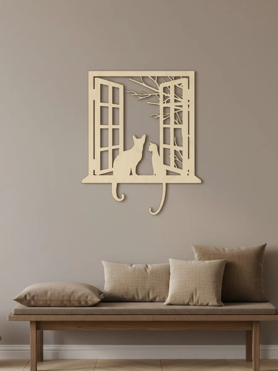Deux chats à la fenêtre — décoration murale