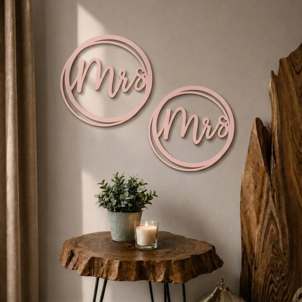 Plywood Wood Decoration Mrs and Mrs