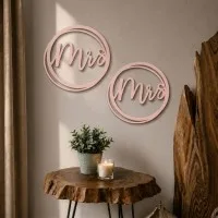 Plywood Wood Decoration Mrs and Mrs
