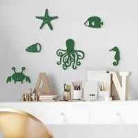 Wooden Marine Animal Decor (6 pieces) - Birch Plywood - 50x30 cm