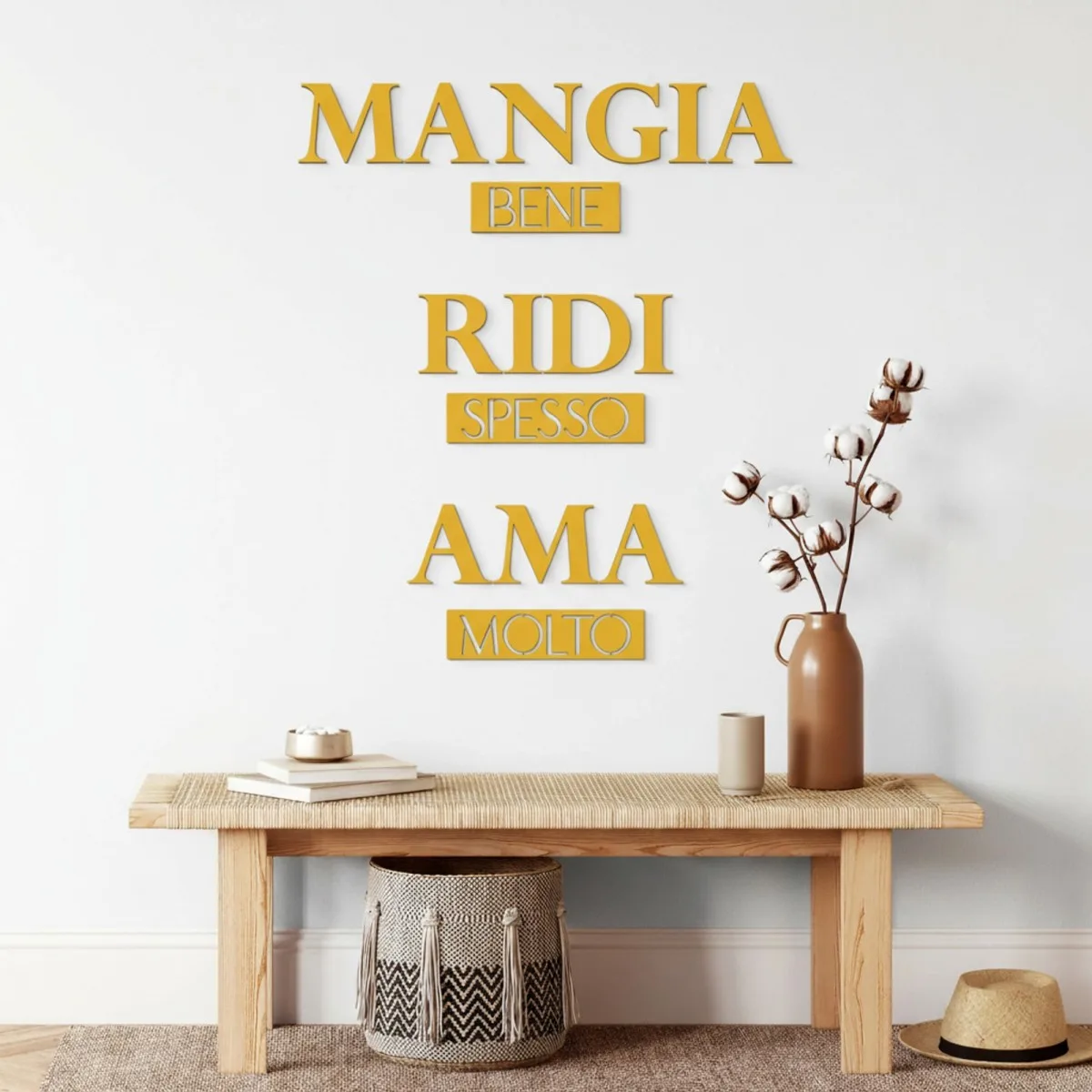 Multiplex wanddecoratie – Mangia bene, Ridi spesso, Ama molto