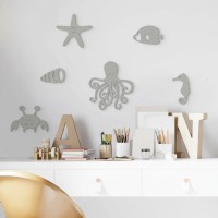 Wooden Marine Animal Decor (6 pieces) - Birch Plywood - 50x30 cm