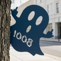 Halloween Frecher Geist Gartendeko – Lässiges BOO-Schild mit Stinkefinger 60 cm