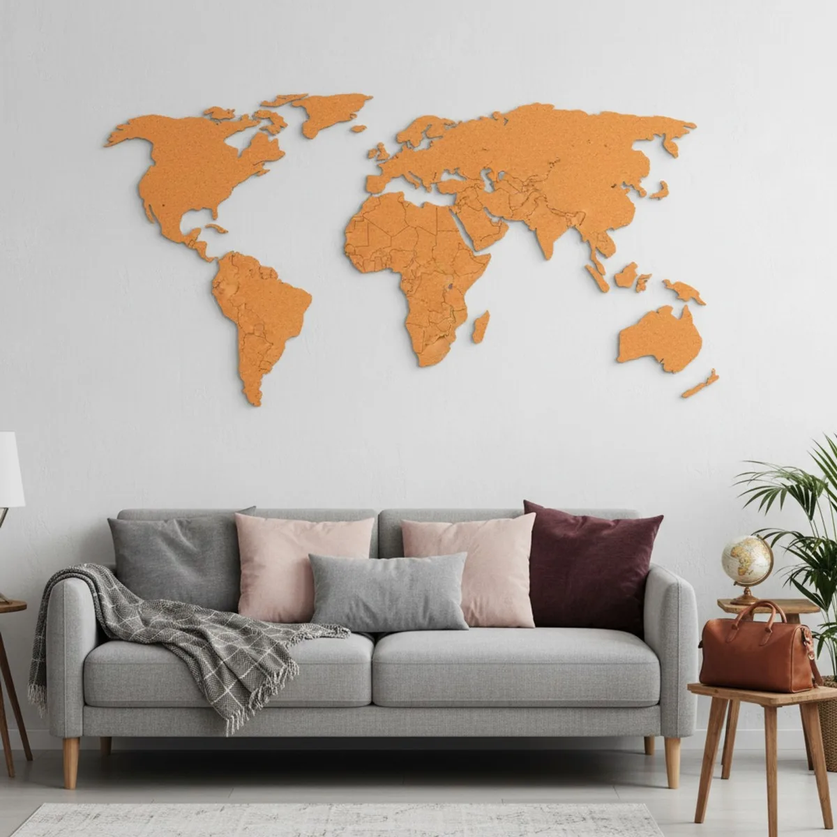 Plywood World Map Wall Decor