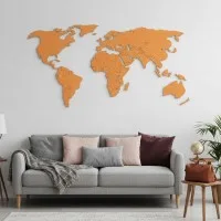 Plywood World Map Wall Decor