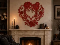 Wooden Heart Wall Art With Skulls