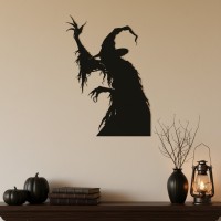 Screaming Witch Wall Decor – Claw Hand Holding a Ring – Birch Plywood