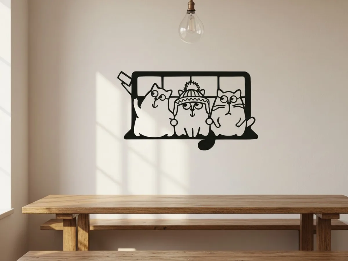 Drie katten op de vensterbank wanddecoratie