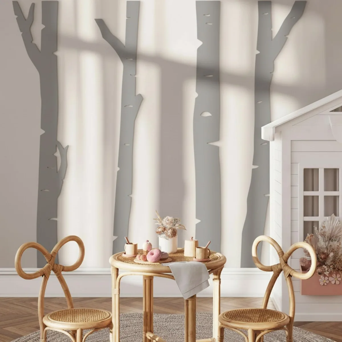 Birch Tree Forest Wall Decor – 4 Birch Trunks, Birch Plywood