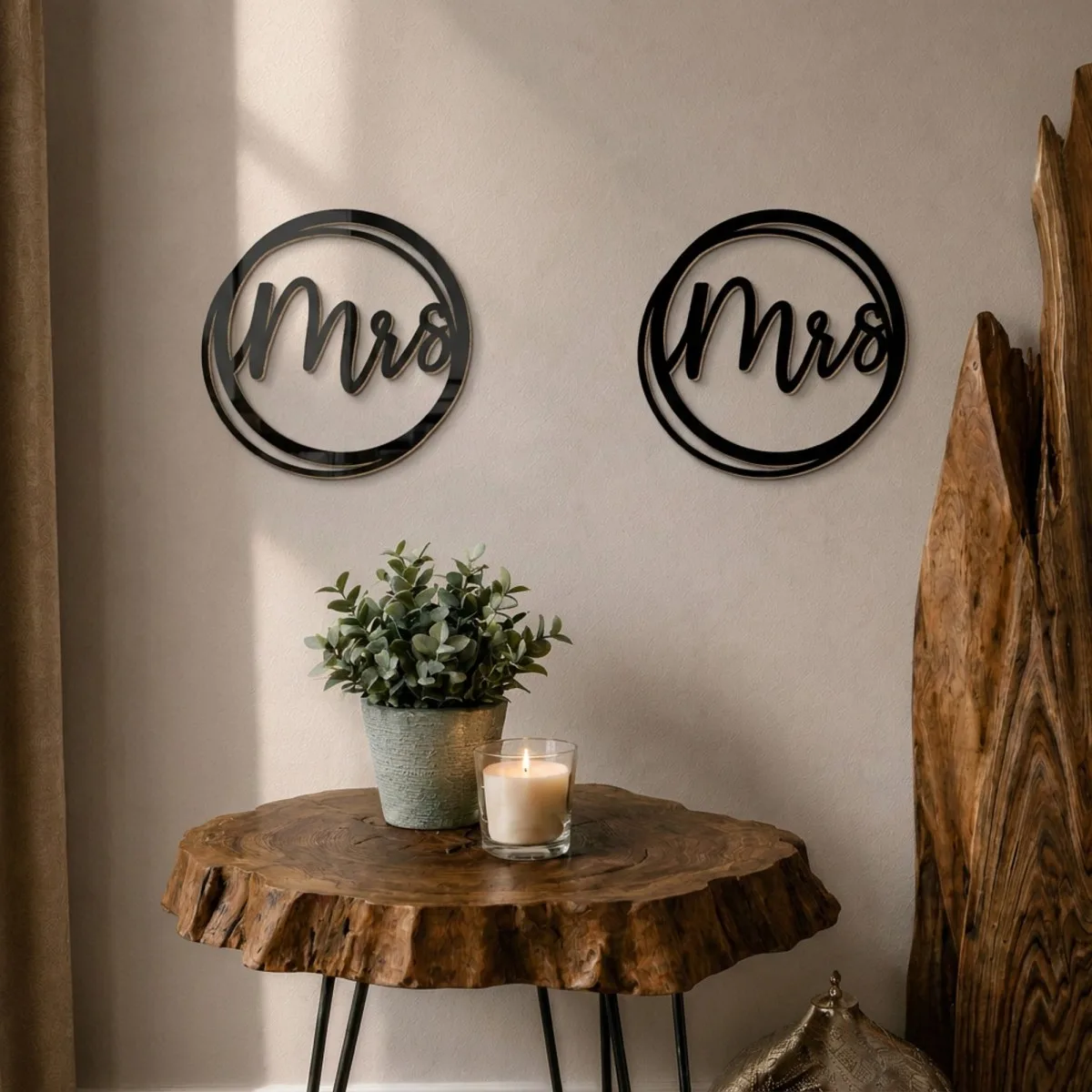 Plywood Wood Decoration Mrs and Mrs