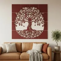 Set de décoration murale en contreplaqué « Arbre de vie » XXL (19 pièces)