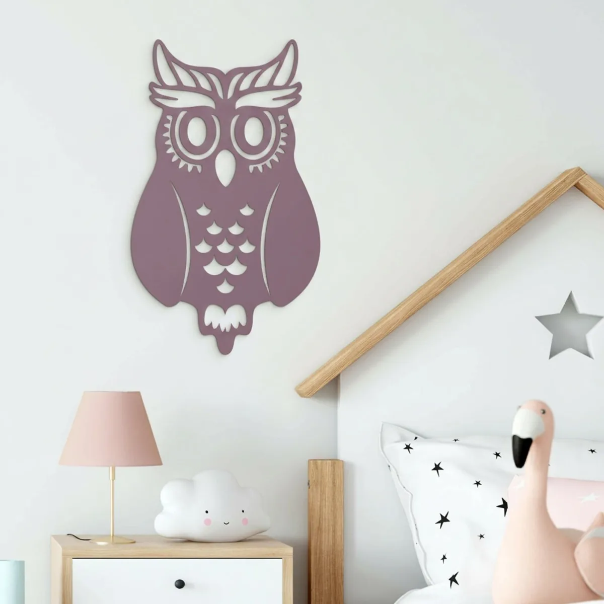 Décoration murale chouette en contreplaqué de bouleau – découpe ajourée