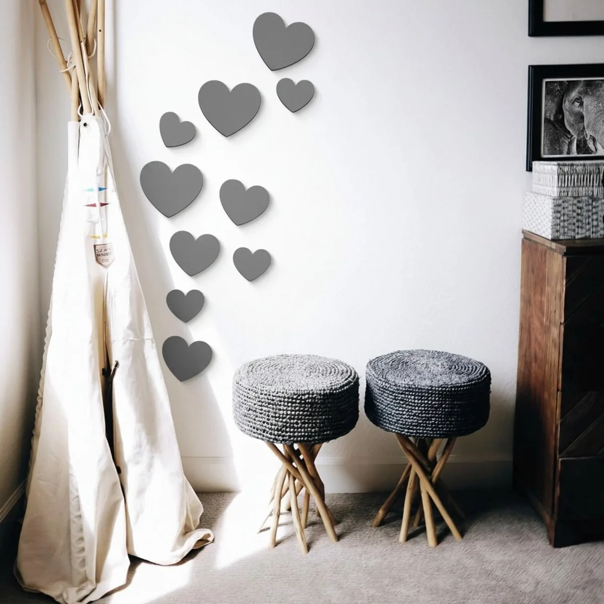 Birch Plywood Wood Wall Decoration - Hearts (10 pieces)