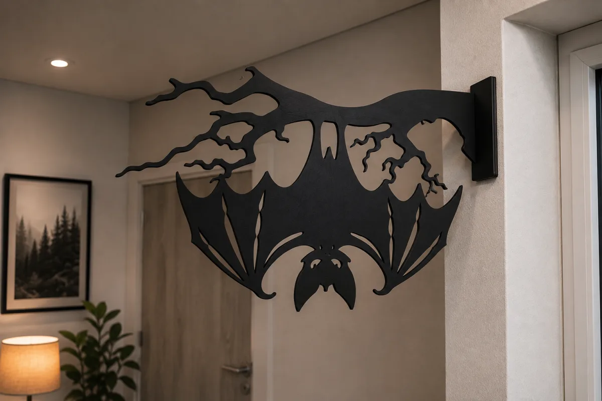 Wooden Bat On Branch Wall Decor