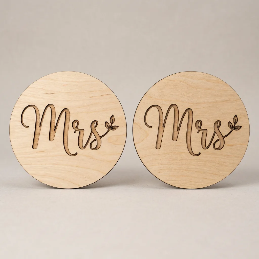 Plywood Wood Decoration Mrs and Mrs